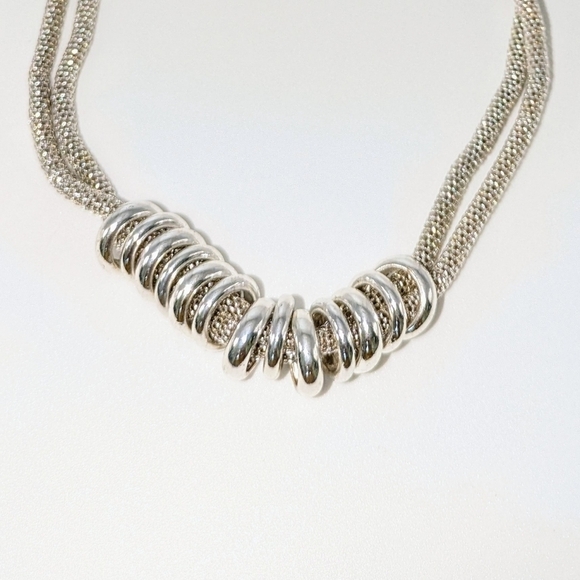 Chunky Rope Silver Serpentine Beaded Necklace - Picture 3 of 4